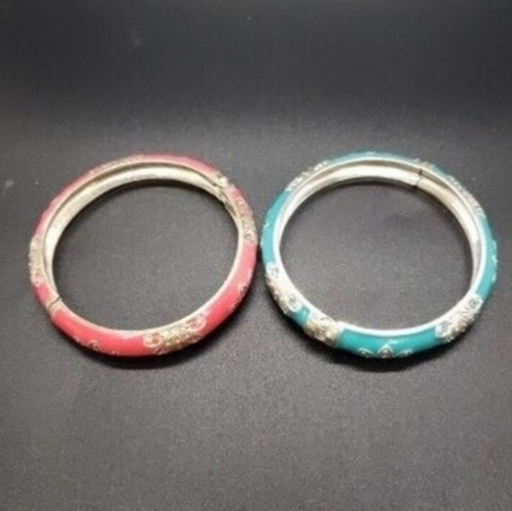 Two Beautiful Enamel, Rhinestone Bracelets. - Picture 4 of 4